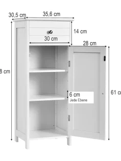 COSTWAY Badezimmermöbel<Badezimmerschrank in Weiß