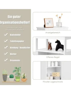COSTWAY Badmöbel<Badezimmerschrank in Weiß