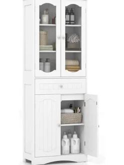 COSTWAY Badmöbel<Badezimmerschrank in Weiß