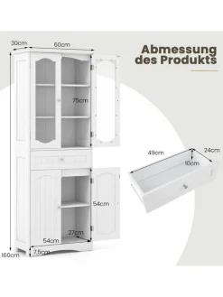 COSTWAY Badmöbel<Badezimmerschrank in Weiß