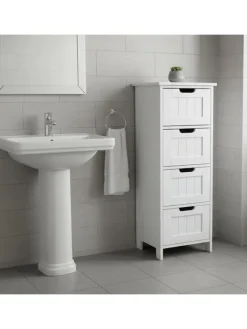 relaxdays Badezimmermöbel|Badmöbel<Badezimmerschrank in Weiß - (B)30 x (H)82 x (T)30 cm
