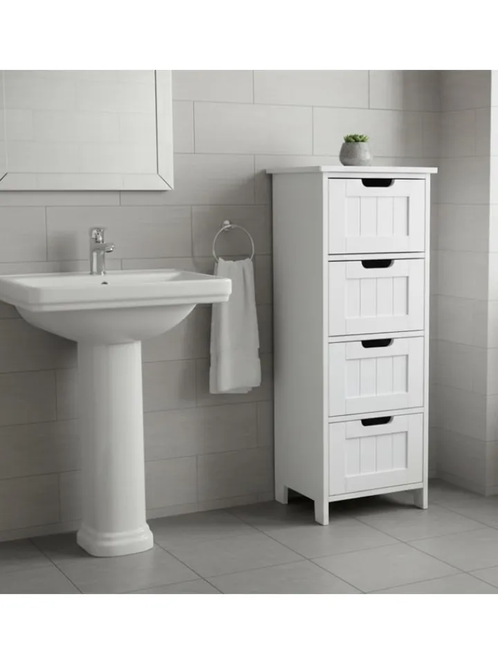 relaxdays Badezimmermöbel|Badmöbel<Badezimmerschrank in Weiß - (B)30 x (H)82 x (T)30 cm