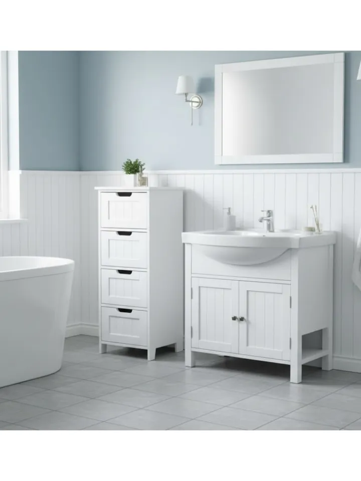 relaxdays Badezimmermöbel|Badmöbel<Badezimmerschrank in Weiß - (B)30 x (H)82 x (T)30 cm