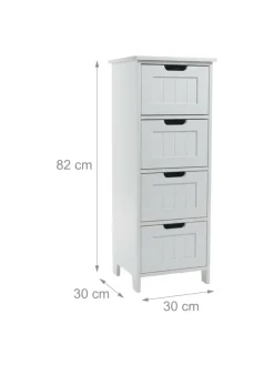 relaxdays Badezimmermöbel|Badmöbel<Badezimmerschrank in Weiß - (B)30 x (H)82 x (T)30 cm