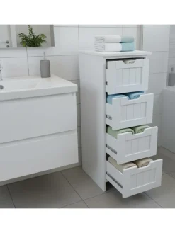 relaxdays Badezimmermöbel|Badmöbel<Badezimmerschrank in Weiß - (B)30 x (H)82 x (T)30 cm