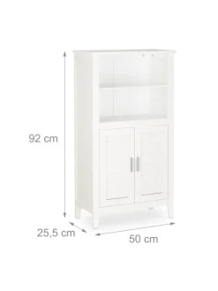 relaxdays Badmöbel<Badezimmerschrank in Weiß - (B)50 x (H)92 x (T)25,5 cm