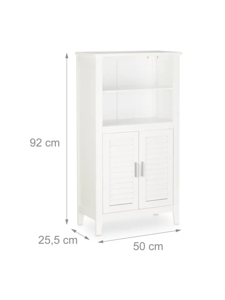 relaxdays Badmöbel<Badezimmerschrank in Weiß - (B)50 x (H)92 x (T)25,5 cm