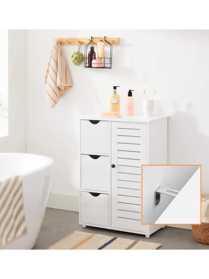 relaxdays Badmöbel|Badezimmermöbel<Badezimmerschrank in Weiß - (B)60 x (H)80 x (T)30 cm