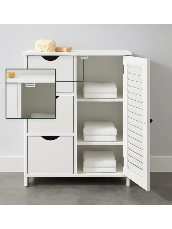 relaxdays Badmöbel|Badezimmermöbel<Badezimmerschrank in Weiß - (B)60 x (H)80 x (T)30 cm