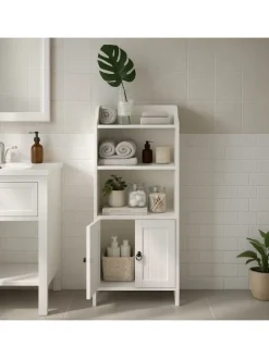 relaxdays Badmöbel<Badezimmerschrank in Weiß - (B)40,5 x (H)86 x (T)36 cm