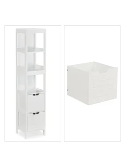 relaxdays Badmöbel<Badezimmerschrank in Weiß - (B)30 x (H)144 x (T)30 cm