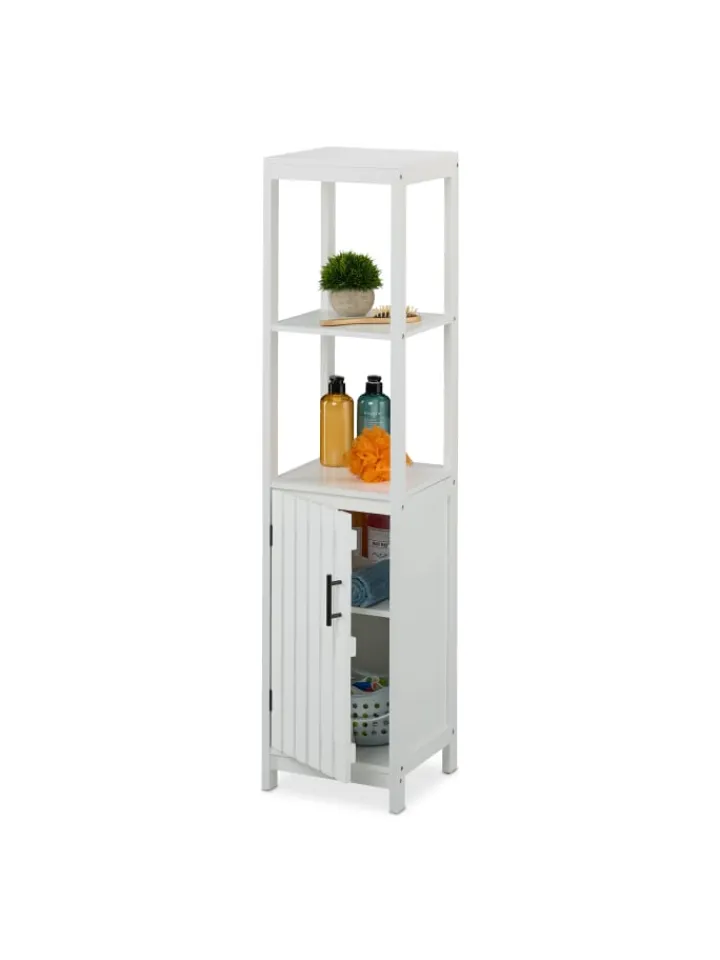 relaxdays Badmöbel|Badezimmermöbel<Badezimmerschrank in Weiß - (B)30 x (H)129 x (T)30 cm