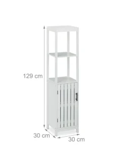 relaxdays Badmöbel|Badezimmermöbel<Badezimmerschrank in Weiß - (B)30 x (H)129 x (T)30 cm