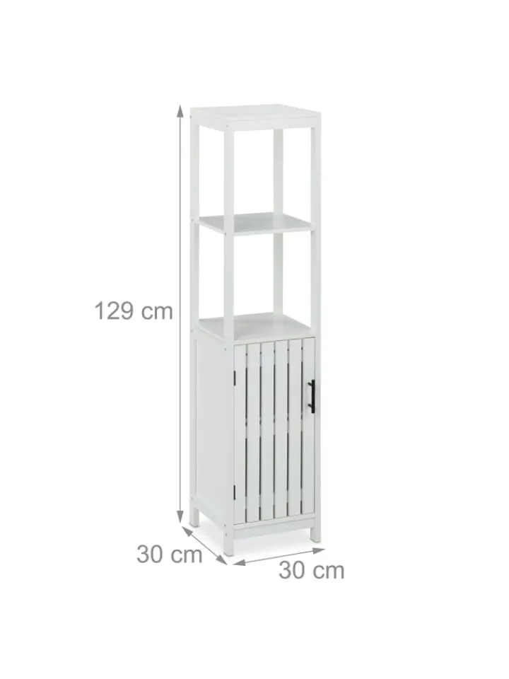 relaxdays Badmöbel|Badezimmermöbel<Badezimmerschrank in Weiß - (B)30 x (H)129 x (T)30 cm