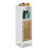 relaxdays Badmöbel<Badezimmerschrank in Weiß/ Natur - (B)30 x (H)96,5 x (T)30 cm