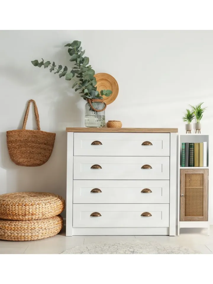 relaxdays Badmöbel<Badezimmerschrank in Weiß/ Natur - (B)30 x (H)96,5 x (T)30 cm