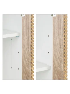 relaxdays Badmöbel<Badezimmerschrank in Weiß/ Natur - (B)30 x (H)96,5 x (T)30 cm