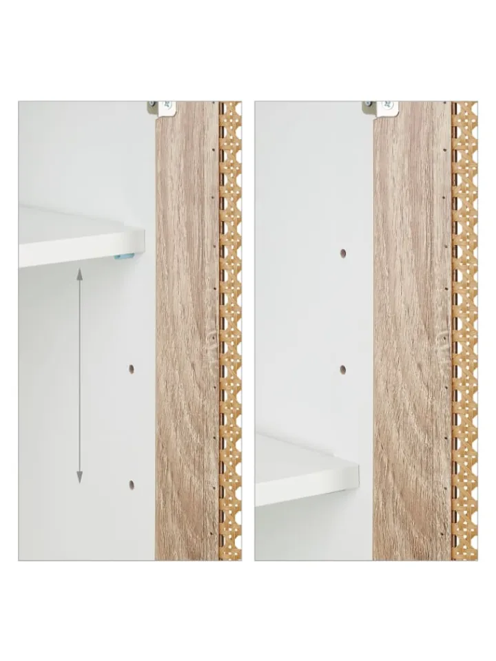 relaxdays Badmöbel<Badezimmerschrank in Weiß/ Natur - (B)30 x (H)96,5 x (T)30 cm