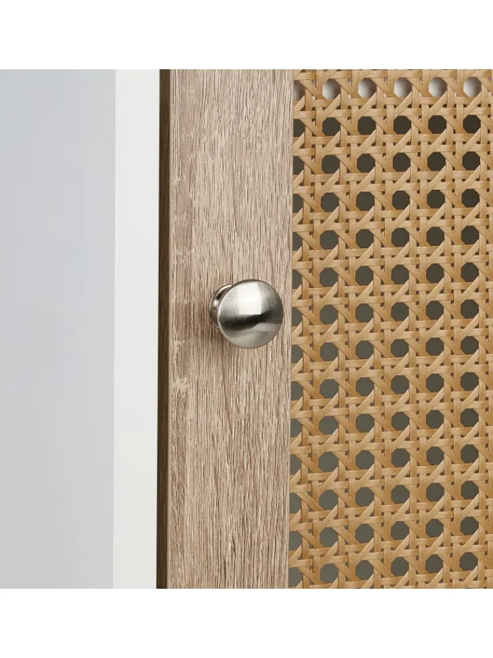 relaxdays Badmöbel<Badezimmerschrank in Weiß/ Natur - (B)30 x (H)96,5 x (T)30 cm
