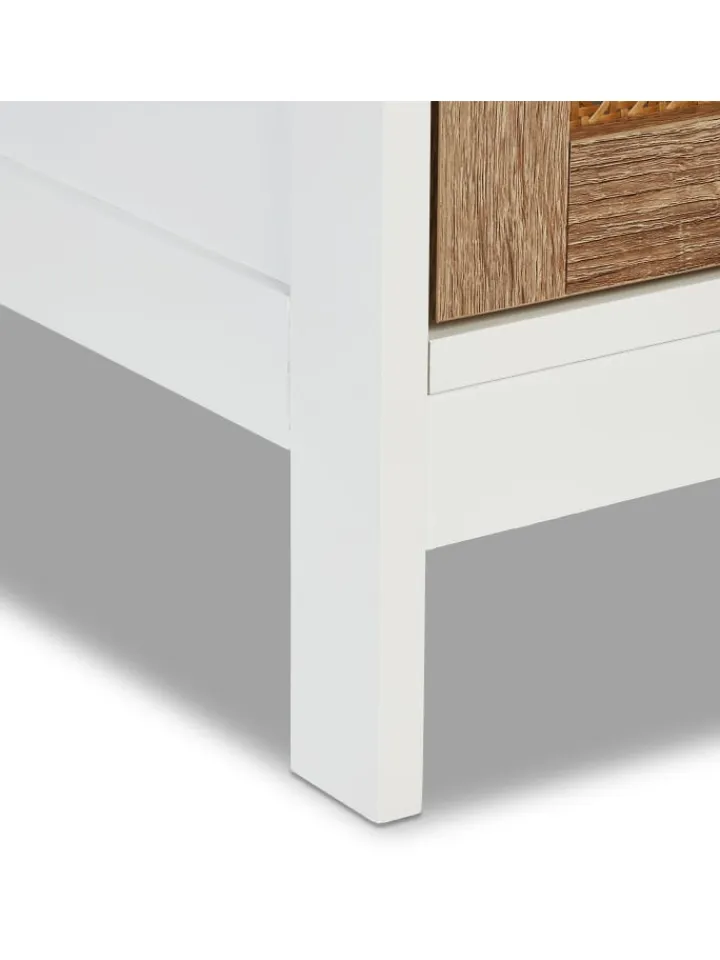 relaxdays Badmöbel<Badezimmerschrank in Weiß/ Natur - (B)30 x (H)96,5 x (T)30 cm
