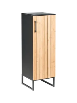 Beliani Badmöbel<Badezimmerschrank MISCANTI in Braun/Schwarz - (W) 30 x (H) 90 x (L) 30 cm