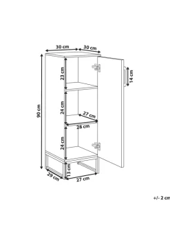 Beliani Badmöbel<Badezimmerschrank MISCANTI in Braun/Schwarz - (W) 30 x (H) 90 x (L) 30 cm