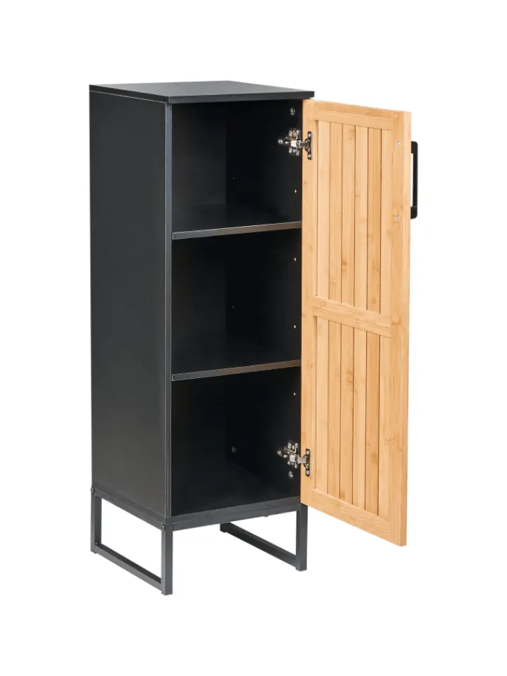 Beliani Badmöbel<Badezimmerschrank MISCANTI in Braun/Schwarz - (W) 30 x (H) 90 x (L) 30 cm