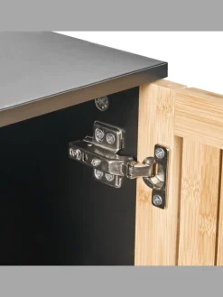 Beliani Badmöbel<Badezimmerschrank MISCANTI in Braun/Schwarz - (W) 30 x (H) 90 x (L) 30 cm