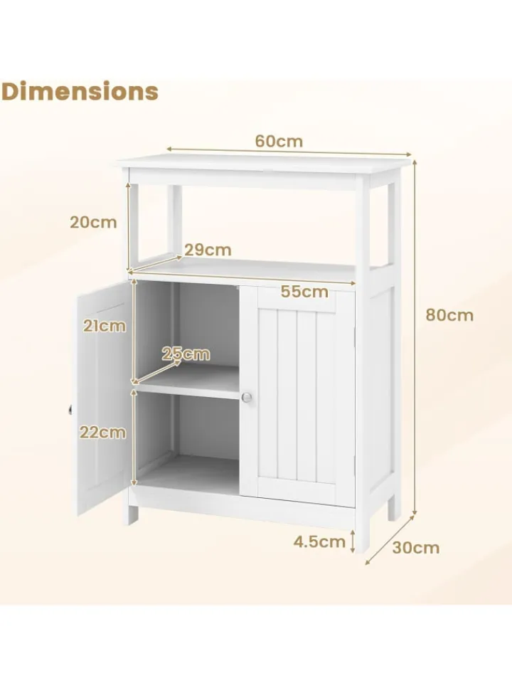 COSTWAY Badezimmermöbel<Badezimmerschrank mit Doppeltür & Ablagen in Weiß