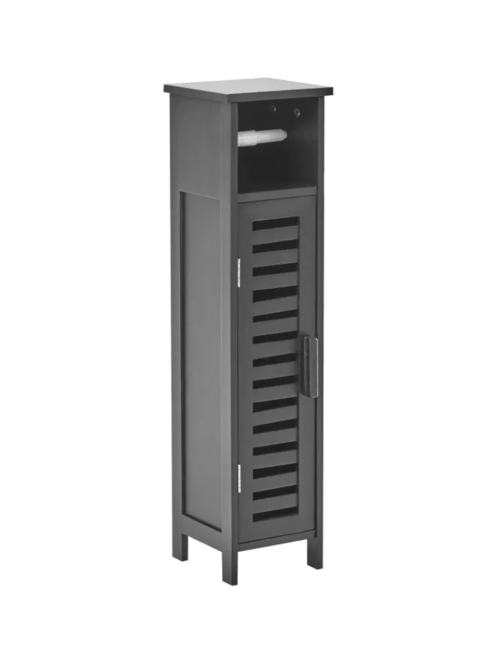 Beliani Badmöbel|Badezimmermöbel<Badezimmerschrank OLATHE in Schwarz - (W) 18 x (H) 72 x (L) 17 cm