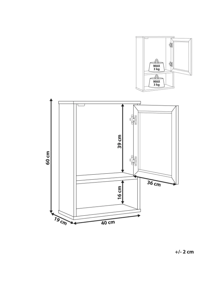 Beliani Badezimmermöbel<Badezimmerschrank ROSELL in /Braun - (W) 40 x (H) 60 x (L) 19 cm