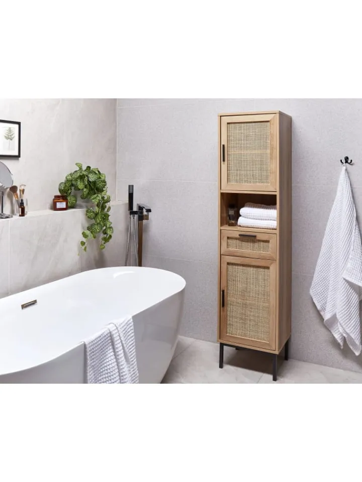 Beliani Badezimmermöbel<Badezimmerschrank ROSELL in /Braun - (W) 40 x (H) 165 x (L) 36 cm
