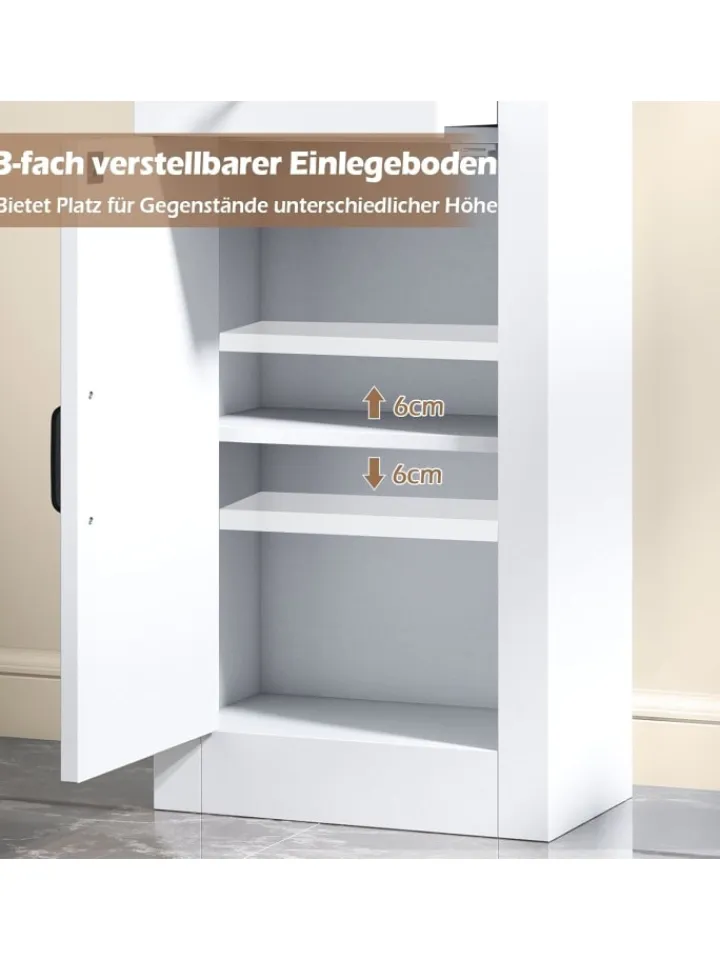 COSTWAY Badezimmermöbel<Badezimmerschrank schmal 40 x 24 x 173cm in Weiß