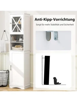COSTWAY Badezimmermöbel<Badezimmerschrank schmal in Weiß