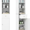 COSTWAY Badmöbel<Badezimmerschrank schmal 40 x 30 x 172 cm in Weiß