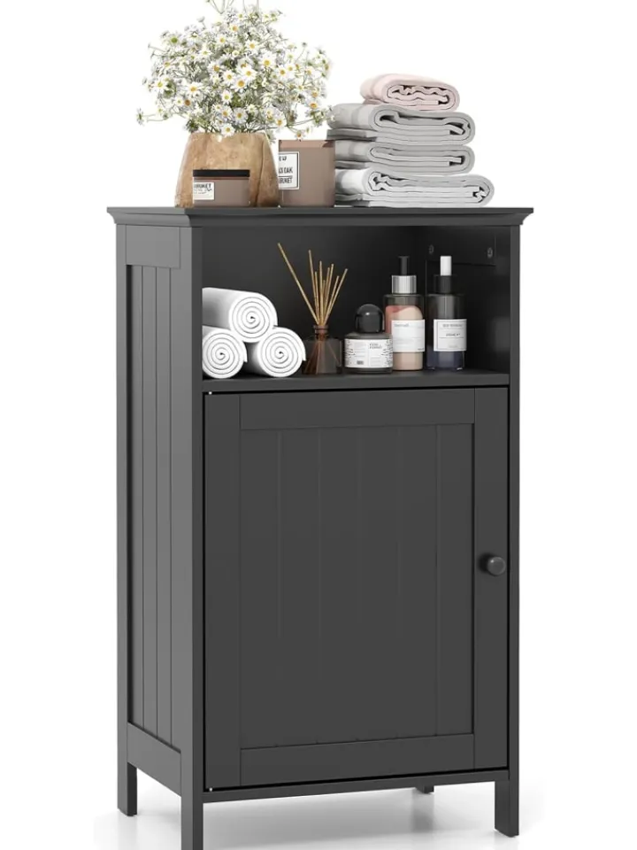 COSTWAY Badezimmermöbel<Badezimmerschrank 40x30x70cm in Schwarz