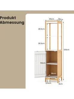 COSTWAY Badmöbel|Badezimmermöbel<Badezimmerschrank 30x30x129cm in Beige