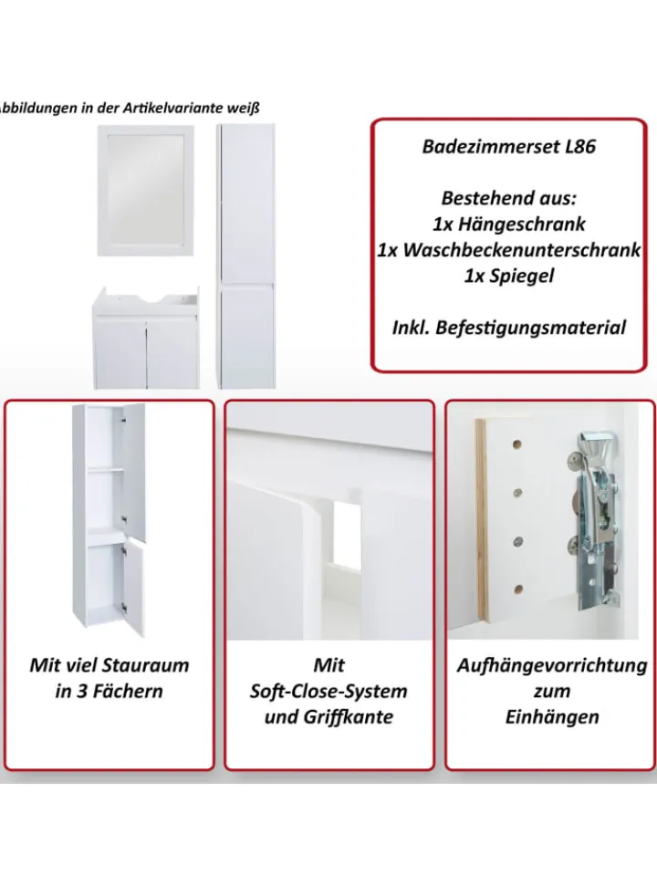 MCW Badezimmermöbel<Badezimmerset L86, Weiß