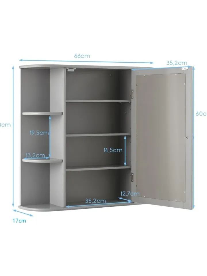 COSTWAY Badezimmermöbel<Badezimmerspiegelschrank in Grau