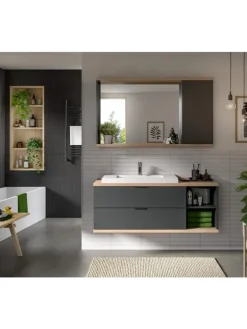 xonox.home Badezimmermöbel<Badkombination (B/H/T: 130x160x48 cm) in anthrazit grau