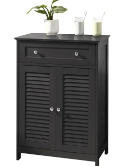 SoBuy Badmöbel<Badkommode in Drunkelgrau - (B)57 x (H)87 x (T)33cm