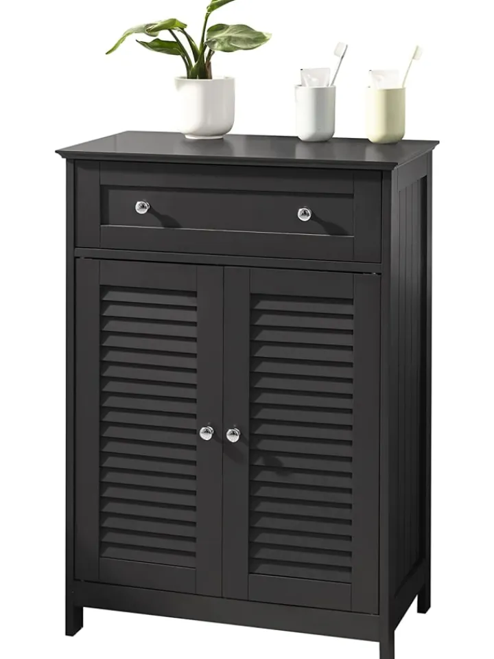 SoBuy Badmöbel<Badkommode in Drunkelgrau - (B)57 x (H)87 x (T)33cm
