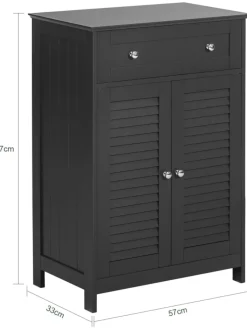 SoBuy Badmöbel<Badkommode in Drunkelgrau - (B)57 x (H)87 x (T)33cm
