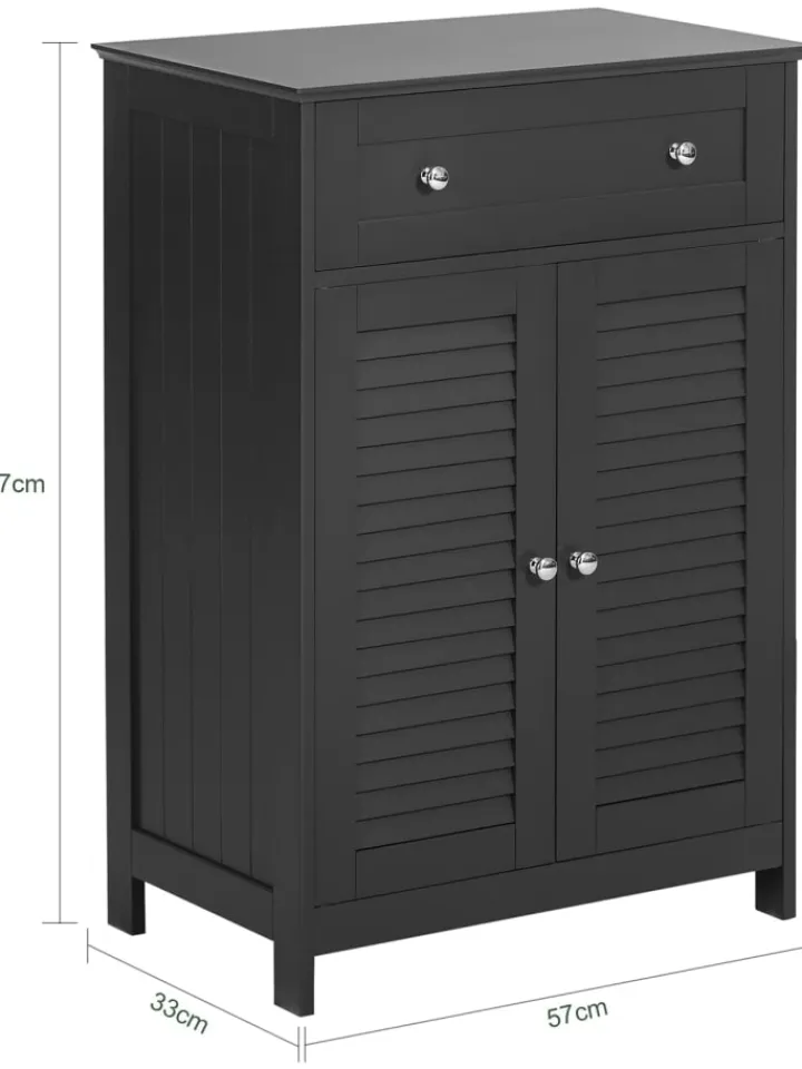 SoBuy Badmöbel<Badkommode in Drunkelgrau - (B)57 x (H)87 x (T)33cm
