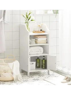 SoBuy Regale & Schränke<Badkommode in Weiß - (B)41 x (H)86 x (T)36cm