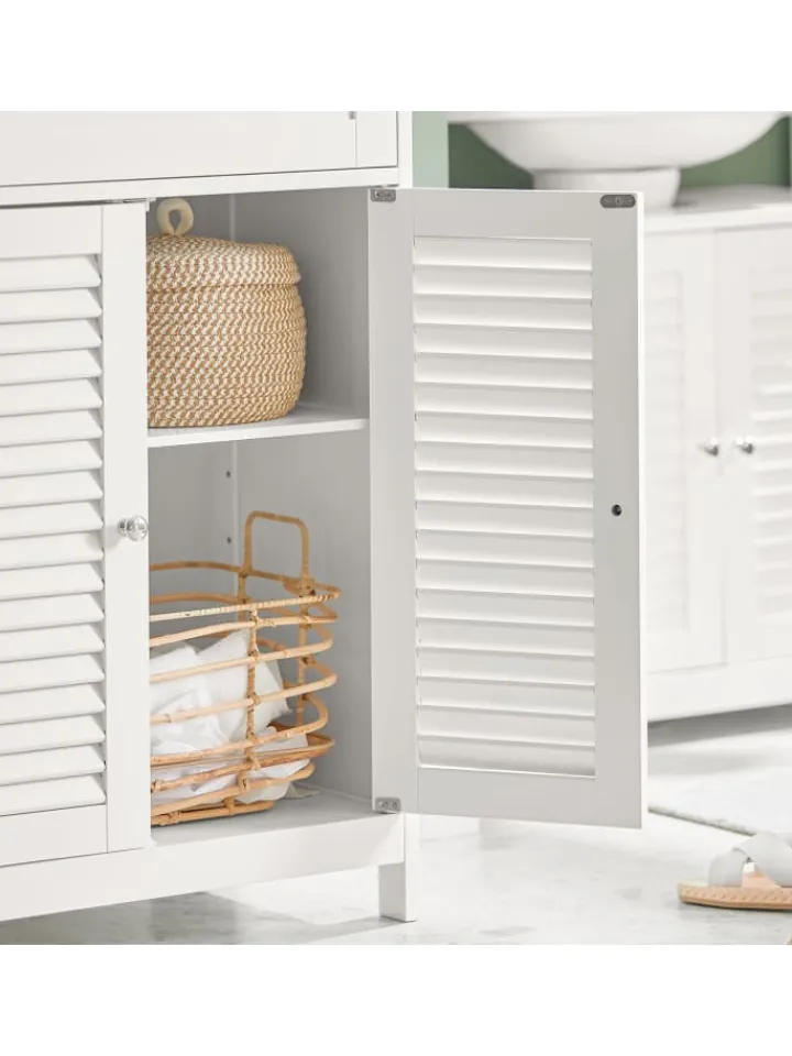 SoBuy Badezimmermöbel<Badkommode in Weiß - (B)60 x (H)87 x (T)35cm