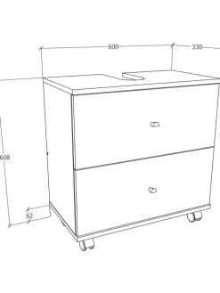 VCM Badmöbel<Badmöbel Badunterschrank Rollen Schublade Nilosi L in Honig-Eiche / Weiß