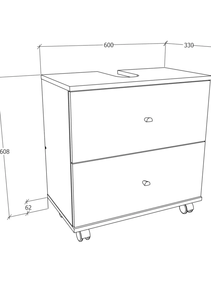 VCM Badmöbel<Badmöbel Badunterschrank Rollen Schublade Nilosi L in Honig-Eiche / Weiß