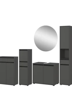 KADIMA DESIGN Badezimmermöbel<Badmöbel Set 5-tlg. XXL Badschrank Unterschrank Badkommode Badset in Graphit