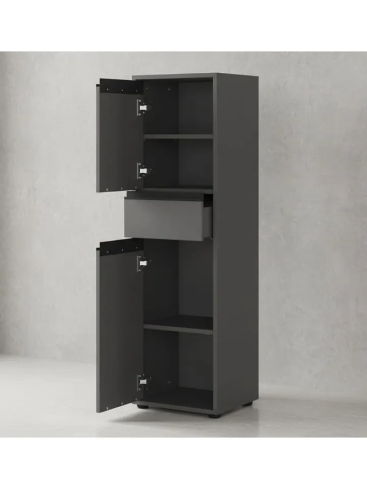 KADIMA DESIGN Badezimmermöbel<Badmöbel Set 5-tlg. XXL Badschrank Unterschrank Badkommode Badset in Graphit
